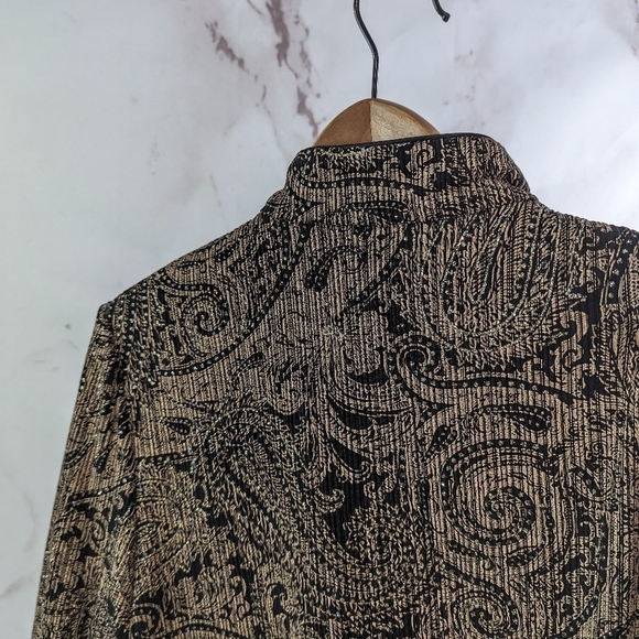 Alex Evenings Jacket Women Large Gold Sparkle Shimmer Metallic Lightweight Zip - Picture 6 of 13